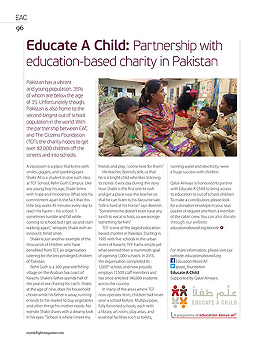 TCF Featured in Qatar Airways In-Flight Magazine