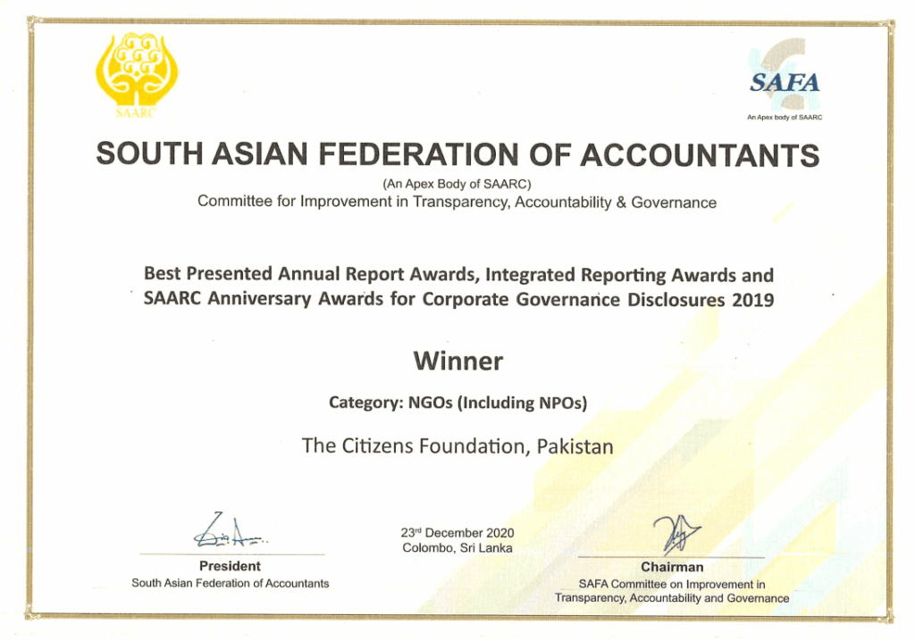 TCF receives Best Presented Annual Report Award 2019 in South Asia